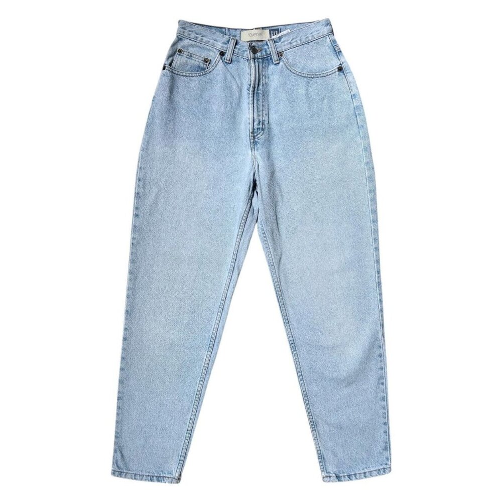 90s vintage highwaisted mom jeans The Gap relaxed distressed lightwash tapered.